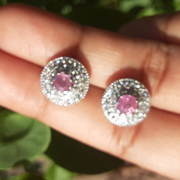925 Genuine Pink Sapphire and White Zircons. Bride,  Mother-of-the Bride. - Picture 10 of 12